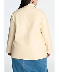 Eloquii Women's Faux Leather Shacket