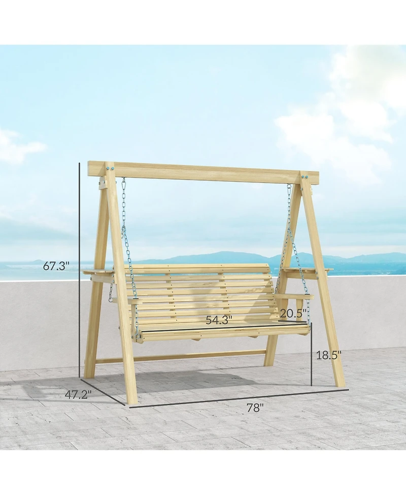 Outsunny 3 Seat Porch Swing with Sd and Side Tables,