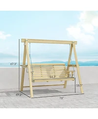 Outsunny 3 Seat Porch Swing with Sd and Side Tables,