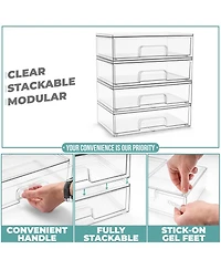 Sorbus 4 Pack Clear Acrylic Drawer Organizers - Makeup Case Pull-Out Drawers (12.1 Wide)