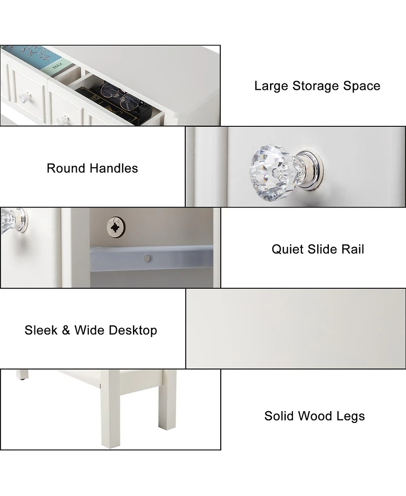 Slickblue Long Console Table Entryway Table with Different Size Drawers and Bottom Shelf
