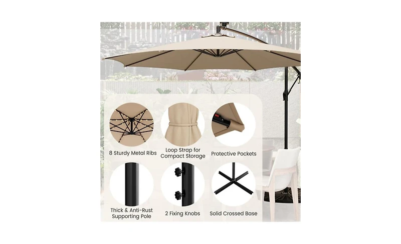 Slickblue Umbrella with Integrated Led Lights for Evening Outdoor Spaces