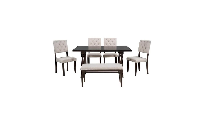 Slickblue 6-Piece Dining Table and Chair Set for Elegant Comfortable Spaces