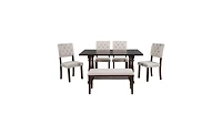 Slickblue 6-Piece Dining Table and Chair Set for Elegant Comfortable Spaces