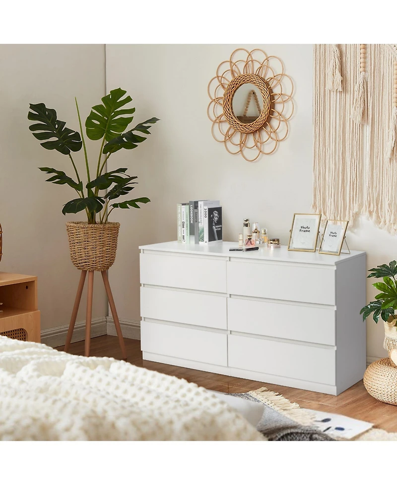 Slickblue 6-Drawer Double Dresser for Bedroom, Wide Storage Cabinet for Living Room and Entryway