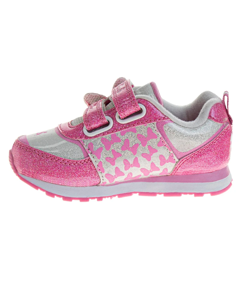 Disney Toddler and Little Girls Minnie Mouse Hook Loop Light Up Sneakers