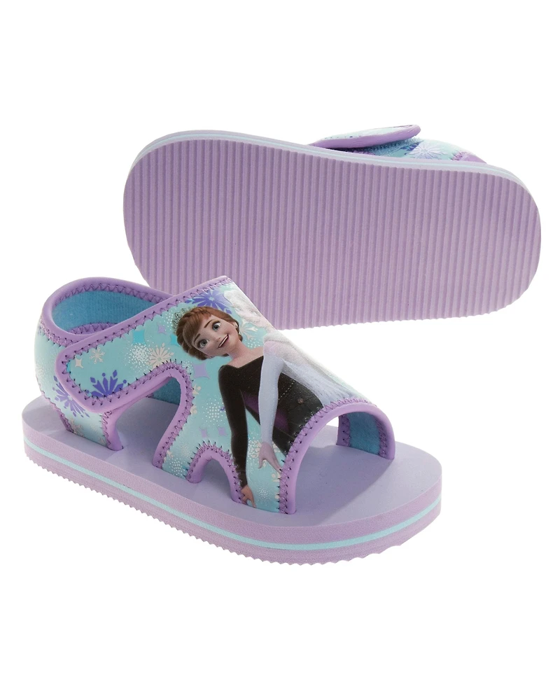 Disney Toddler and Little Girls Frozen Anna and Elsa Dual Sizes Hook and Loop Sandals