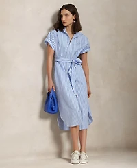 Polo Ralph Lauren Women's Belted Striped Cotton Shirtdress
