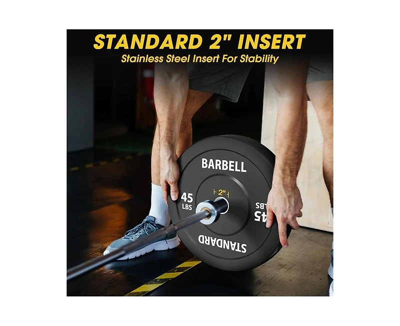 Mikolo Olympic Weight Plates, 2-Inch Rubber Weight Plates with Steel Insert, Bumper Plates for Strength Training, Weight Plate Set