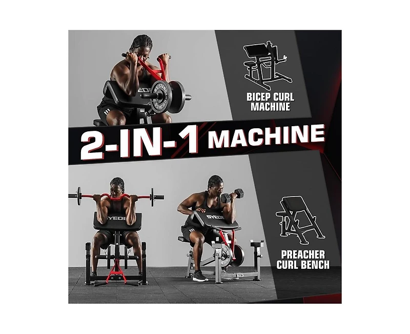 Er Kang Preacher Curl Bench, Plate Loaded Bicep Curl Machine, Bicep and Tricep Workout Equipment，2 in 1 Arm Training Machine for Home Gym