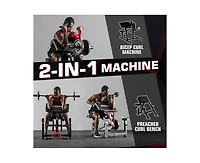 Er Kang Preacher Curl Bench, Plate Loaded Bicep Curl Machine, Bicep and Tricep Workout Equipment，2 in 1 Arm Training Machine for Home Gym