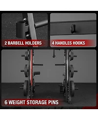 Mikolo Smith Machine, 2200lbs Squat Rack with Lat-Pull Down System & Cable Crossover Training Equipment Leg Hold-Down Attachment