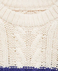 Mango Women's Striped Braided Sweater