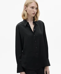 Mango Women's Satin Finish Flowy Shirt