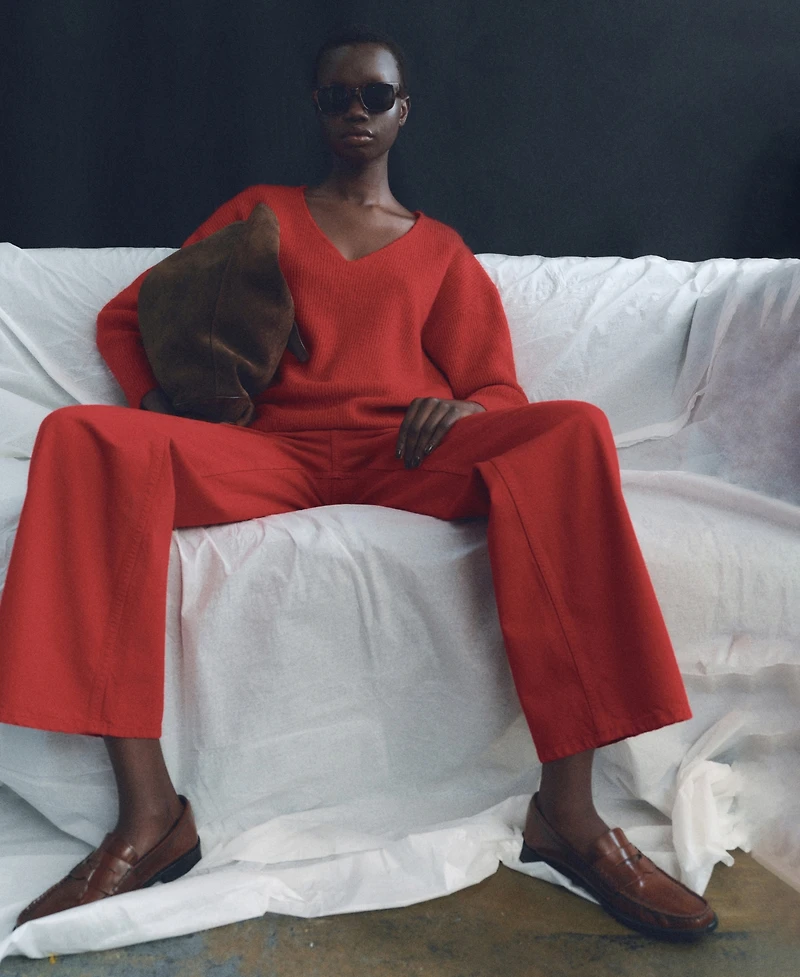 Mango Women's V-Neck Knit Sweater