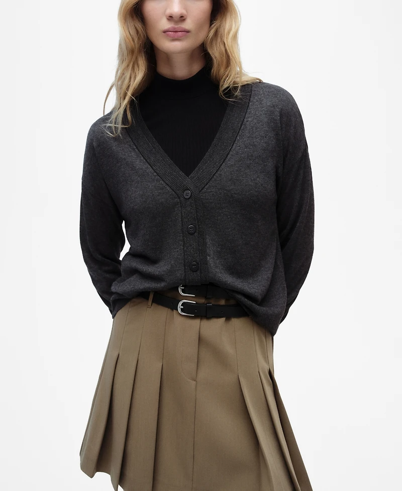 Mango Women's V-Neck Knitted Cardigan