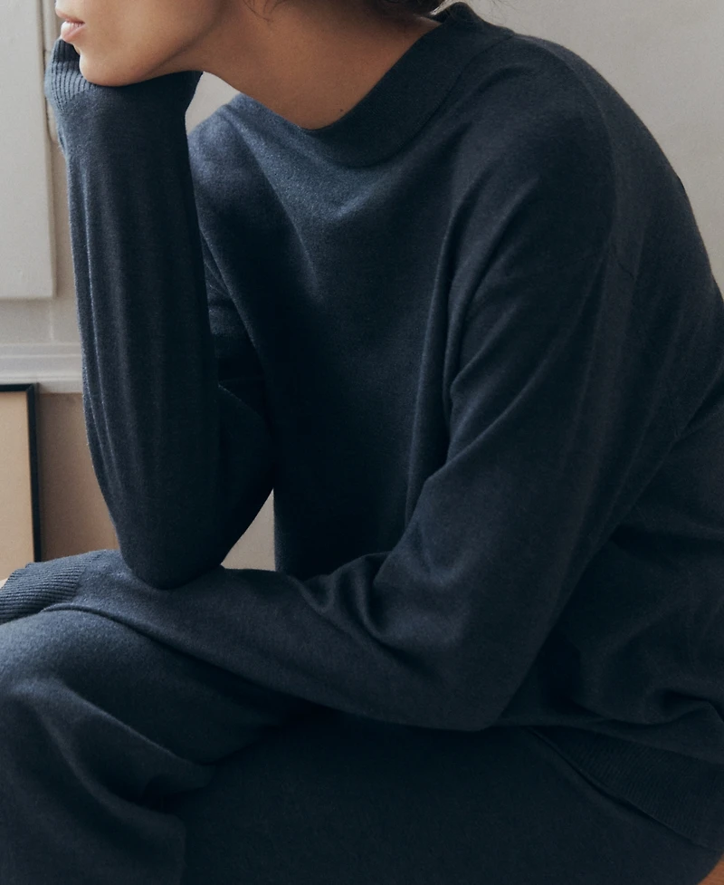 Mango Women's Cotton-Linen Round Neck Knitted Sweater