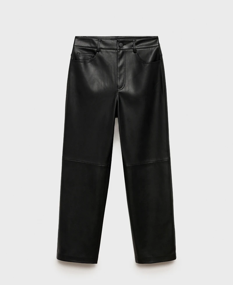 Mango Women's Leather-Effect Straight Pants
