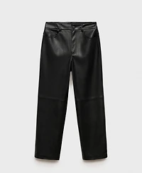 Mango Women's Leather-Effect Straight Pants