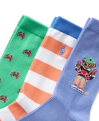 Polo Ralph Lauren Little & Big Boys Crab Bear Crew Socks, 3-Pack