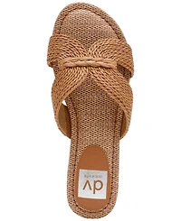 Dv Dolce Vita Women's Geeya Raffia Criss Cross Strap Flat Slide Sandals