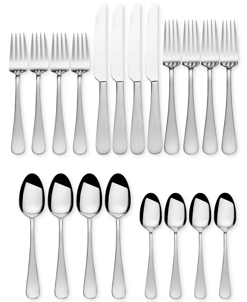 Gourmet Basics by Mikasa 18/0 Stainless Steel 20-Pc. Satin Symmetry Flatware Set, Service for 4