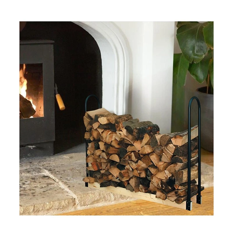 Slickblue Adjustable Length Firewood Log Rack for Indoor or Outdoor Use with Durable Storage Solution