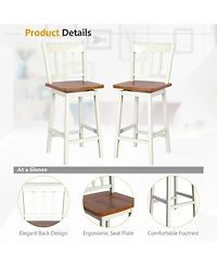 Gymax 4PCS Bar Stool 24.5'' Swivel Counter Height Chair w/ Footrest