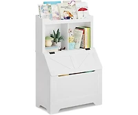 gaomon 3-tier Wooden Kids Bookcase and Toy Storage Organizer with Flip-Top Lid