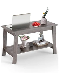 gaomon Coffee Table, Coffee Table for Living Room, Modern Farmhouse Coffee Table with Storage Shelf, 2-Tier Living Room Table Rectangular Center Table