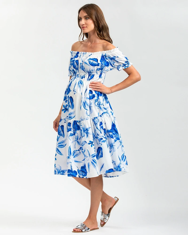 Pietro Brunelli Maternity Maternity Off-the-Shoulder Floral Knee-Length Dress Lola