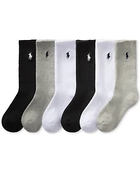 Polo Ralph Lauren Little & Big Boys Solid Crew Socks, 6-Pack