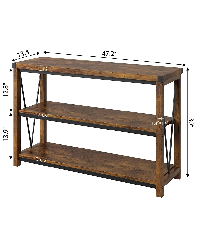 gaomon Farmhouse Entryway Table,47 Inch Narrow Long Console Table with Storage, 3 Tier Wood Console Table for Living Room