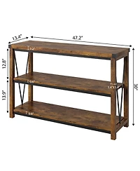 gaomon Farmhouse Entryway Table,47 Inch Narrow Long Console Table with Storage, 3 Tier Wood Console Table for Living Room