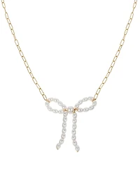 Steve Madden Punk Romance Faux Cultivated Pearl Bow Pendant Necklace