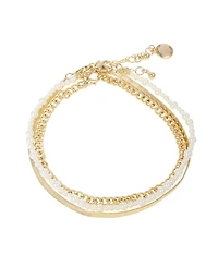 Steve Madden Faux Cultivated Pearl Chain Mixed Anklets