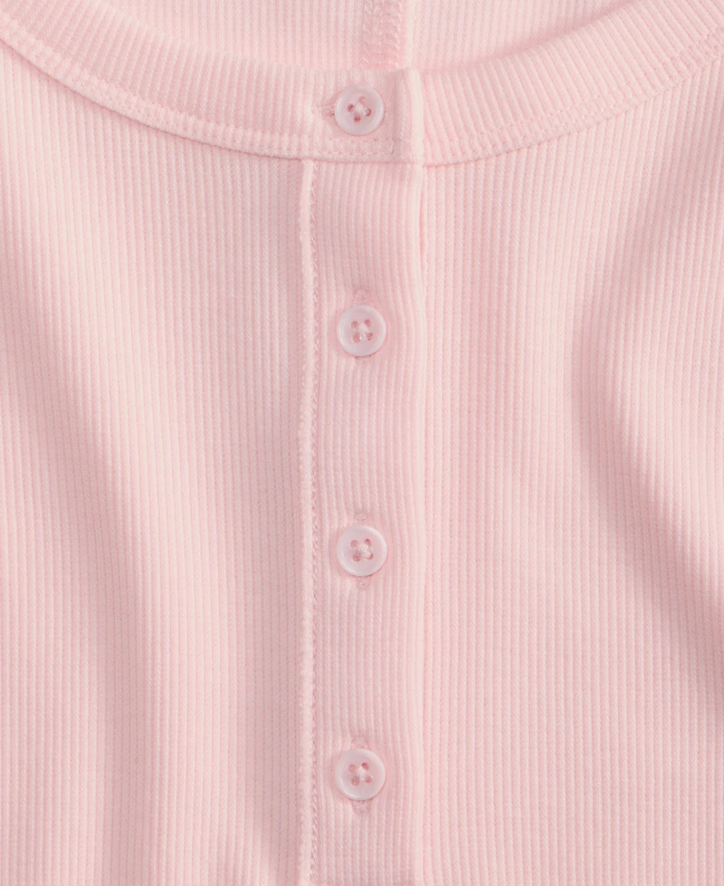 On 34th Women's Short Sleeve Ribbed Henley Tee, Exclusively at Macy's