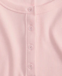 On 34th Women's Short Sleeve Ribbed Henley Tee, Exclusively at Macy's