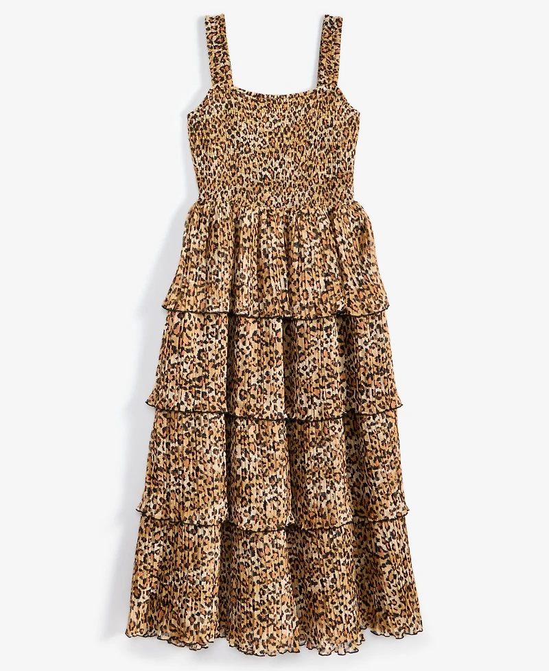 On 34th Women's Printed Smocked Ruffle-Tiered Midi Dress