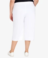 Alfred Dunner Plus Classic Neutrals Flat Front Split Hem Allure Clamdigger Pants