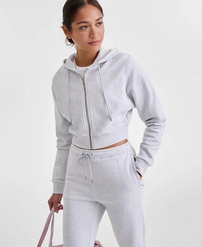 Id Ideology Women's Cropped Full-Zip Knit Hoodie, Exclusively at Macy's