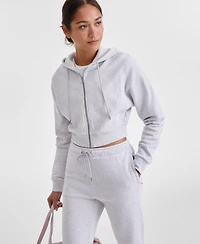 Id Ideology Women's Cropped Full-Zip Knit Hoodie, Exclusively at Macy's