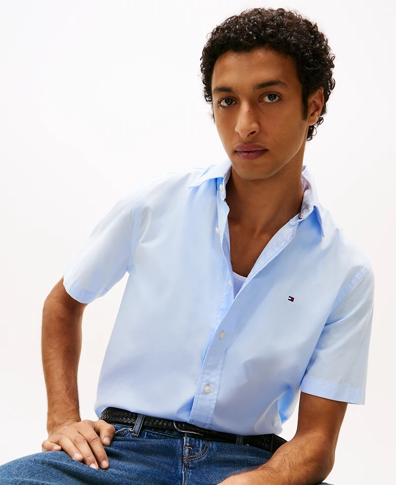 Tommy Hilfiger Men's Short Sleeve Flex Poplin Regular Fit Shirt