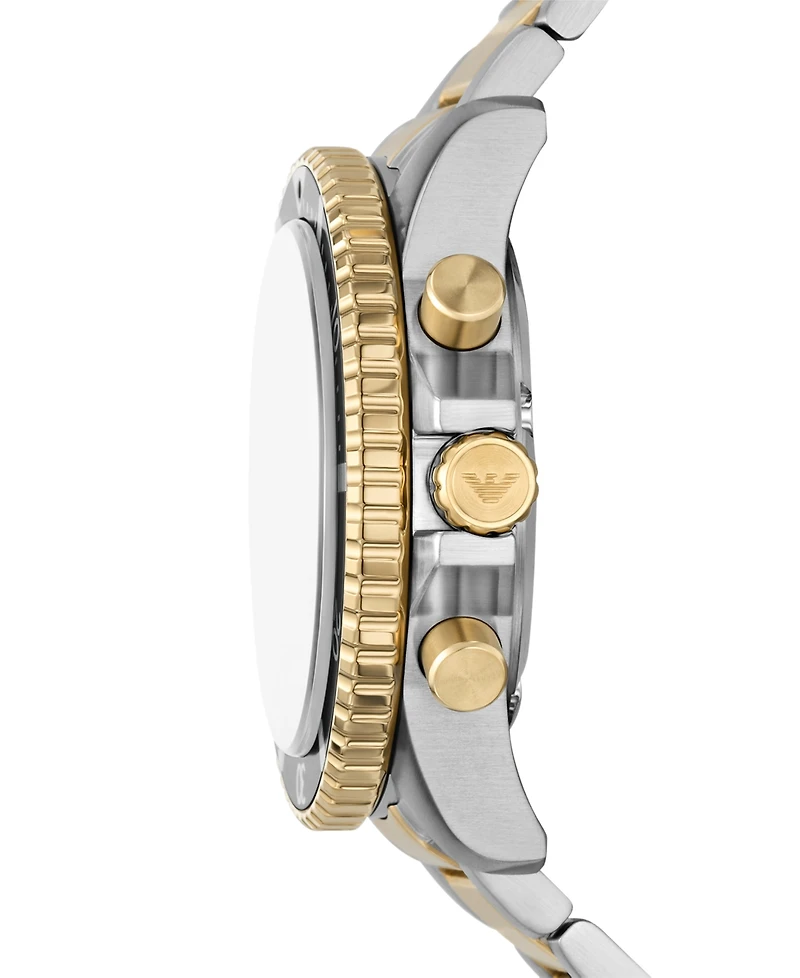 Emporio Armani Men's Chronograph World Explorer Solar Two-Tone Stainless Steel Bracelet Watch 44mm