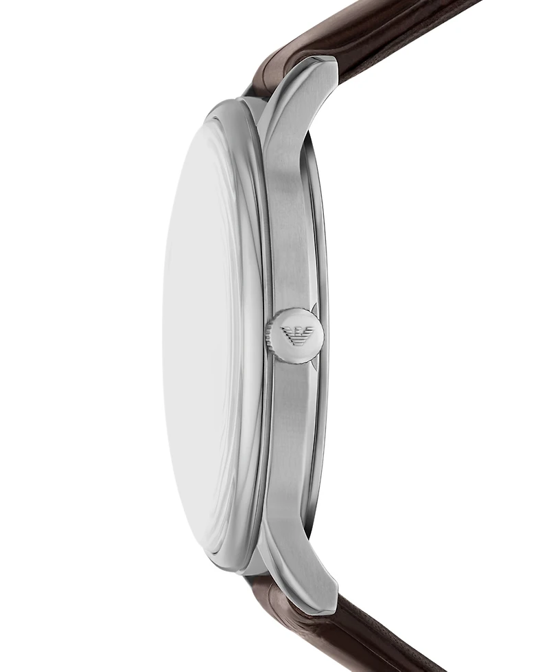 Emporio Armani Men's Brown Leather Strap Watch 39mm