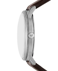 Emporio Armani Men's Brown Leather Strap Watch 39mm