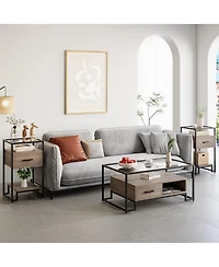 Nightstand Set of 2, Bed Side Table with Drawer, End Table for Bedroom, Living Room and Dorm, Easy Assembly
