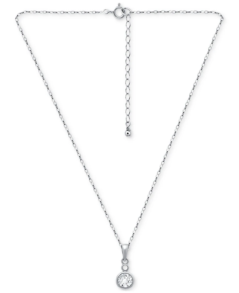 Giani Bernini Cubic Zirconia Bezel Solitaire Pendant Necklace in 18k Gold-Plated Sterling Silver, 16" + 2" extender, Exclusively at Macy's