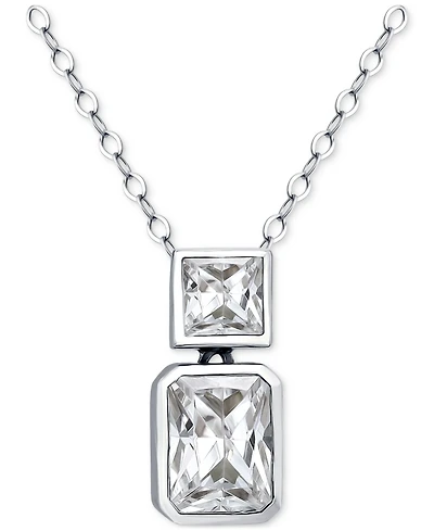 Giani Bernini Cubic Zirconia Octagon & Square Pendant Necklace in 18k Gold-Plated Sterling Silver, 16" + 2" extender, Created for Macy's