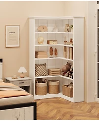 gaomon Corner Bookshelf 72.8in Farmhouse Bookcase Large Bookshelf